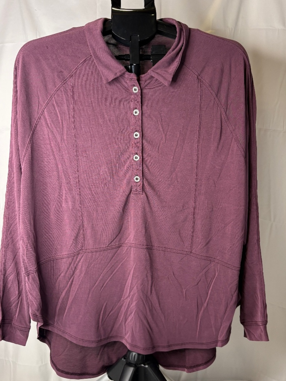 We The Free Free People Oversized Collared Shirt XS 100% Cotton RN66170 Purple - Picture 2 of 7
